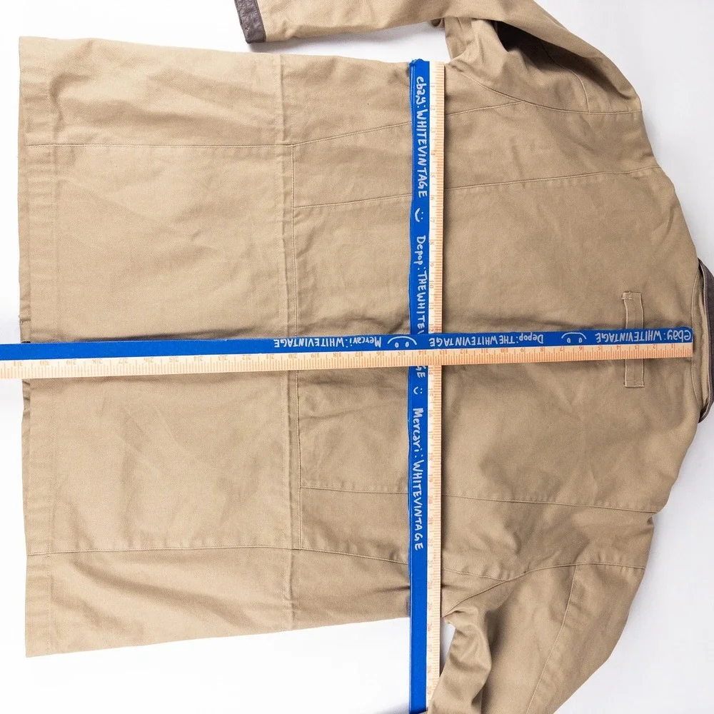 Vintage Field Chore Jacket Men L Tan Leather Collar Shooting Barn Harness Rugged